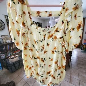 Maurices Floral Ruffle Blouse - Light Yellow